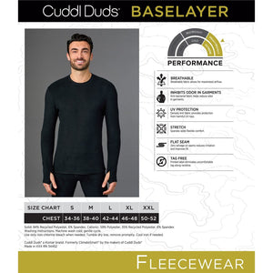 A man wearing black long sleeve fleecewear crew.