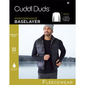 A man wearing black long sleeve fleecewear crew.