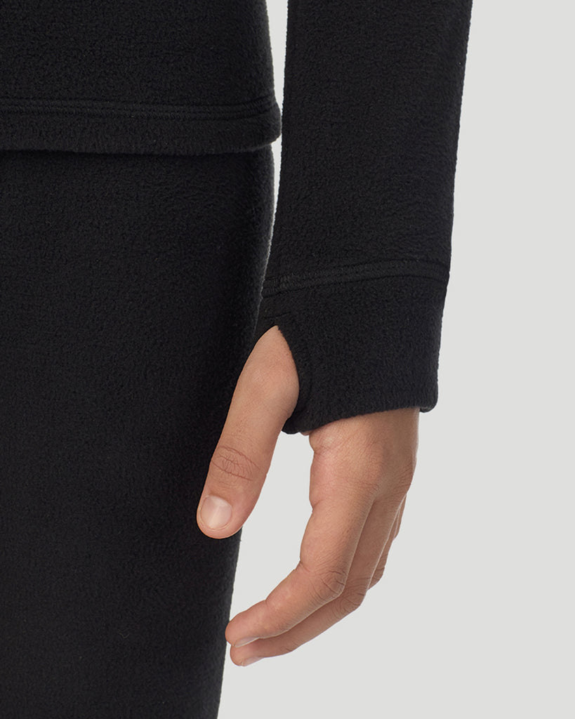  A Black Boys Fleecewear With Stretch 2 pc. Long Sleeve Crew & Pant Set sleeve closeup 