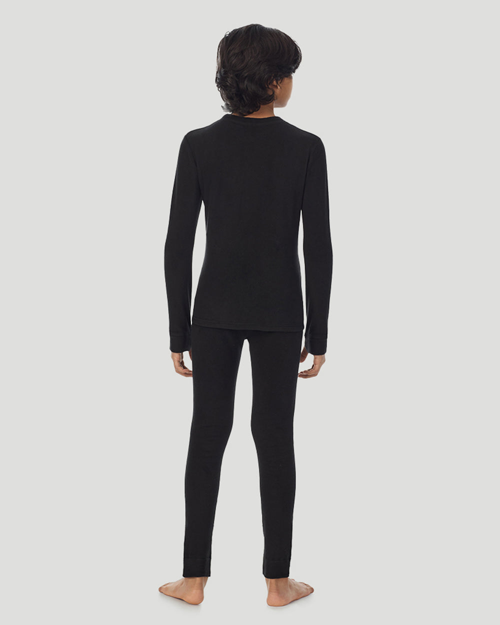 A Black Boys Fleecewear With Stretch 2 pc. Long Sleeve Crew & Pant Set back view