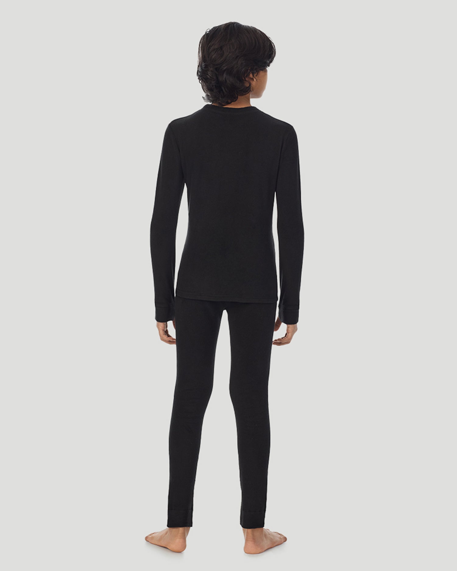 Black;@ A Black Boys Fleecewear With Stretch 2 pc. Long Sleeve Crew & Pant Set
