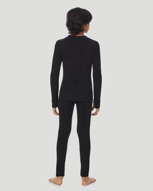  A Black Boys Fleecewear With Stretch 2 pc. Long Sleeve Crew & Pant Set back view