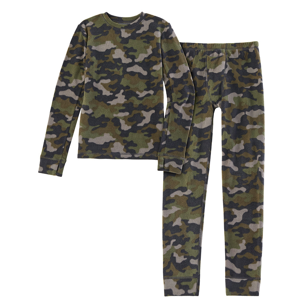  A Camo Boys Fleecewear With Stretch 2 pc. Long Sleeve Crew & Pant Set