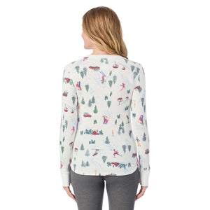 A lady wearing Cozy Stretch Thermal Long Sleeve Crew
