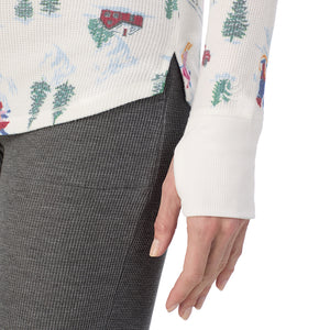 A lady wearing Cozy Stretch Thermal Long Sleeve Crew
