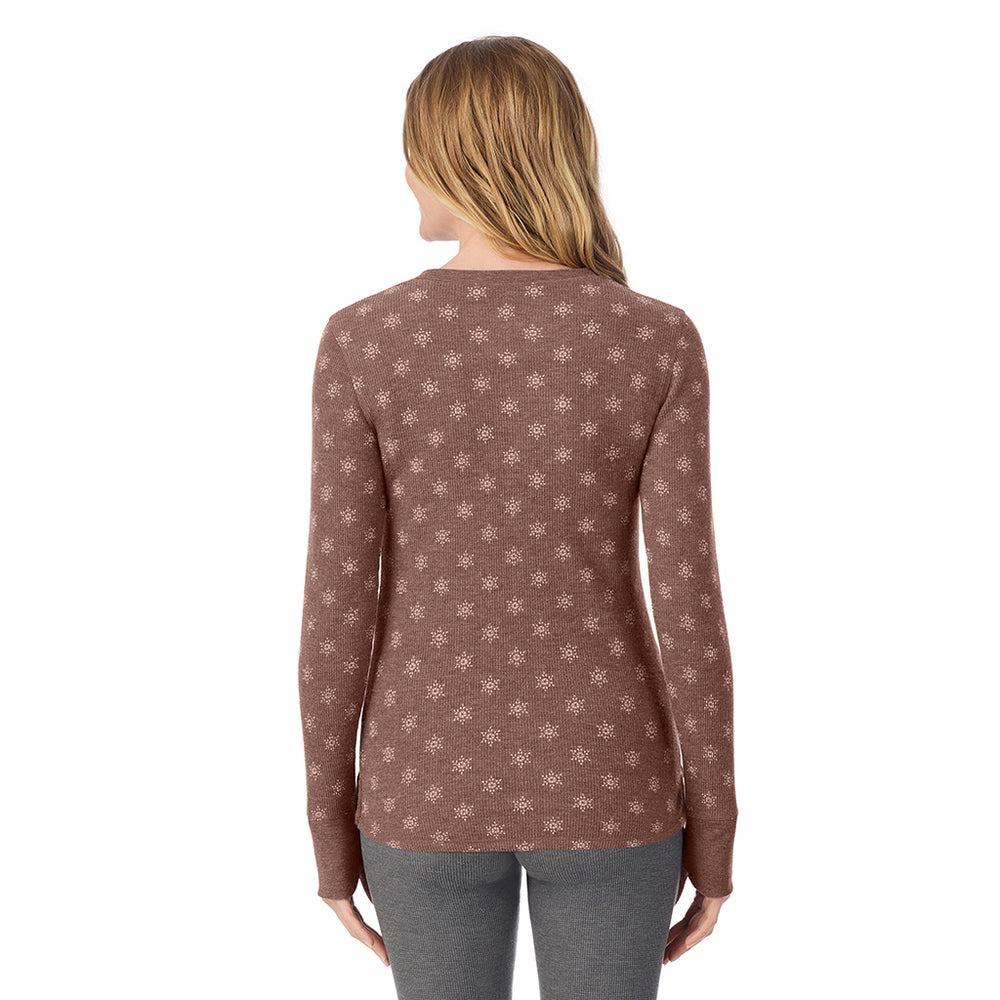 A lady wearing Cozy Stretch Thermal Long Sleeve Crew