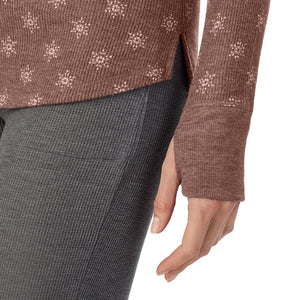 A lady wearing Cozy Stretch Thermal Long Sleeve Crew