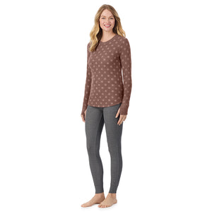 A lady wearing Cozy Stretch Thermal Long Sleeve Crew