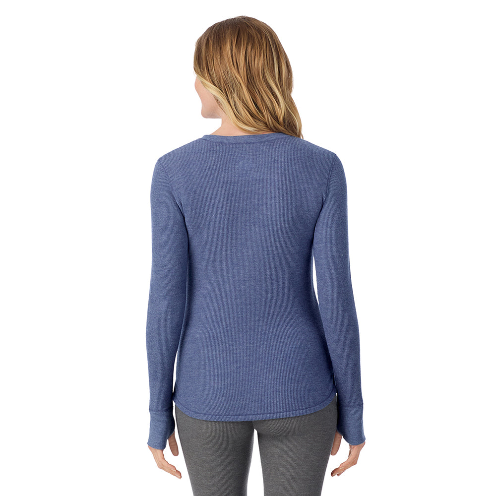 A lady wearing Cozy Stretch Thermal Long Sleeve Crew