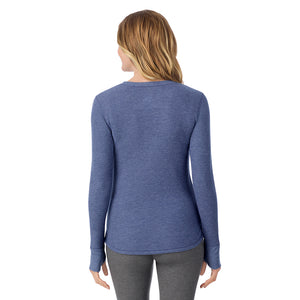 A lady wearing Cozy Stretch Thermal Long Sleeve Crew