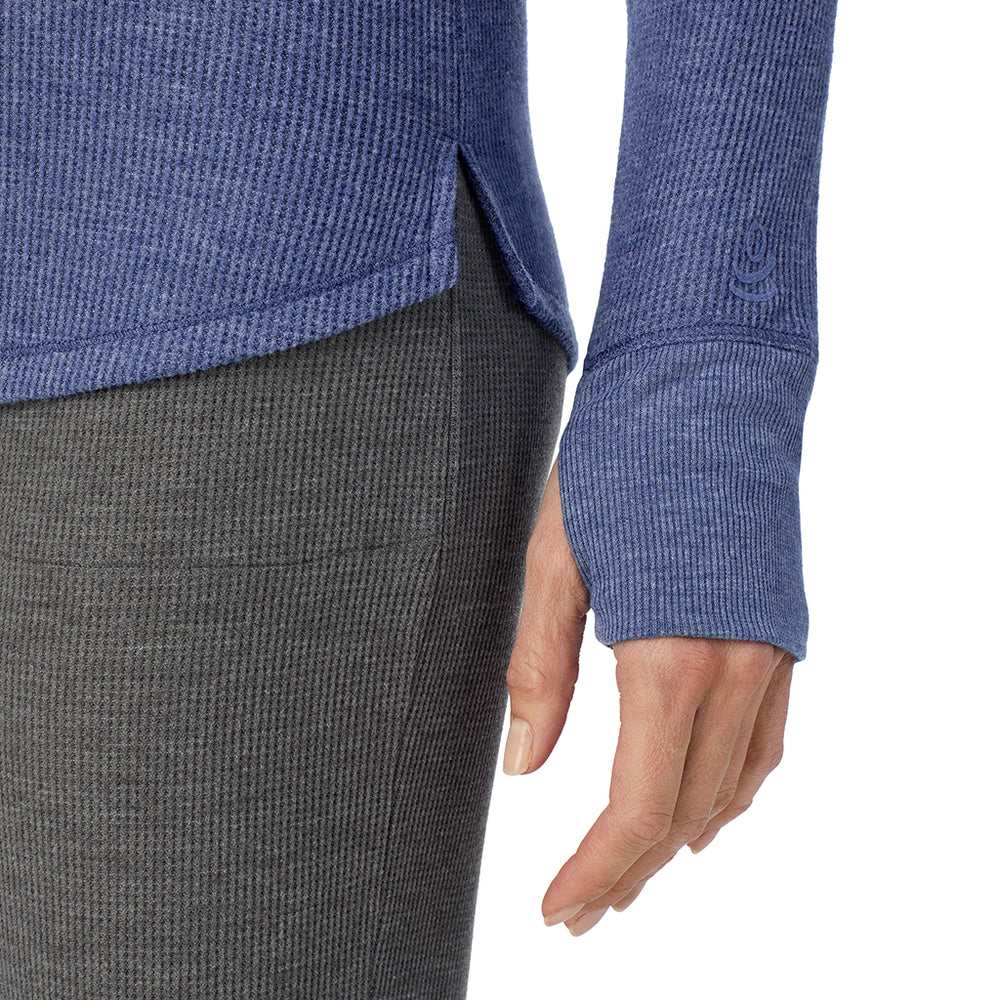 A lady wearing Cozy Stretch Thermal Long Sleeve Crew