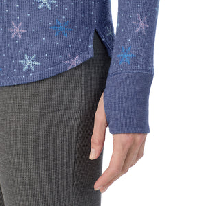 A lady wearing Cozy Stretch Thermal Long Sleeve Crew