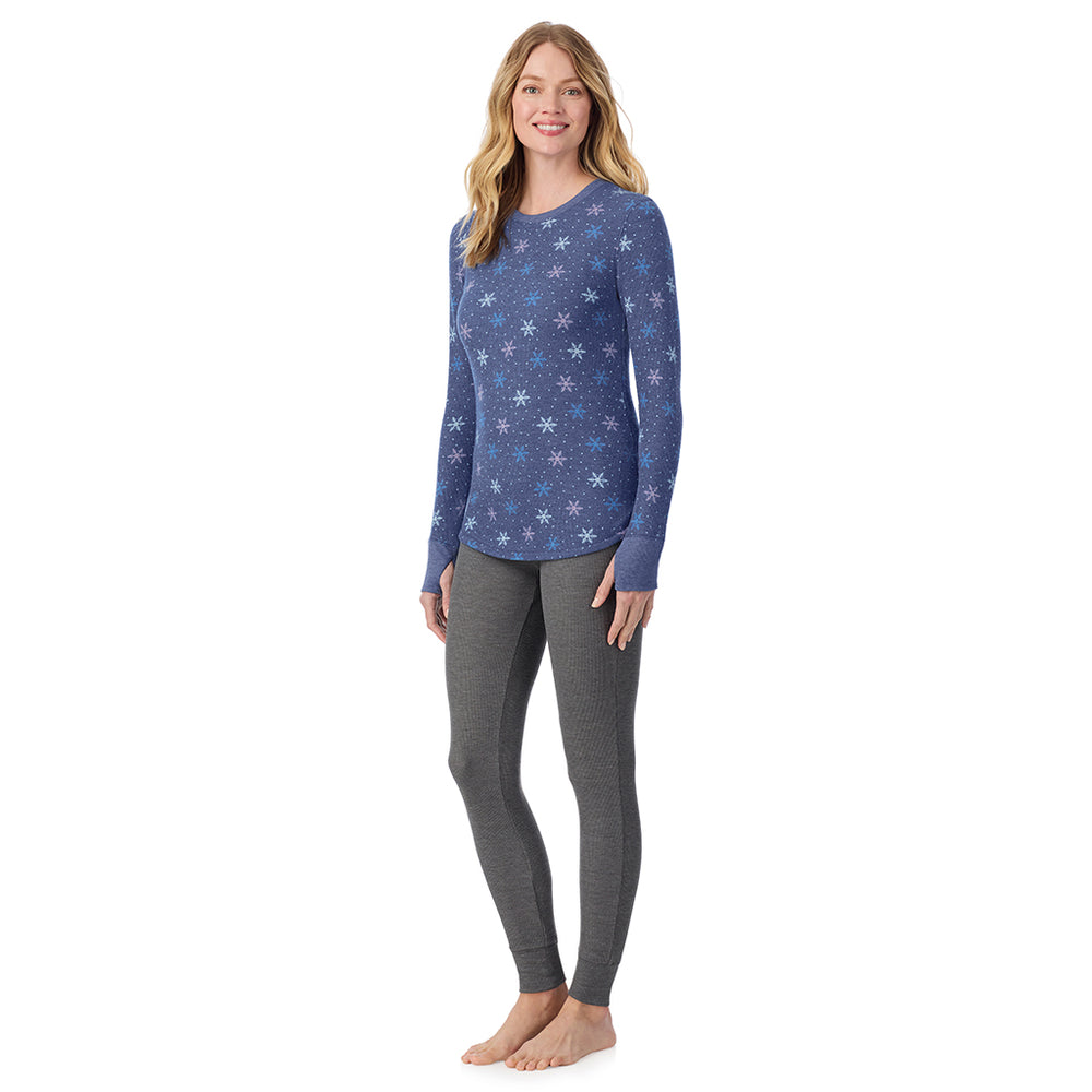 A lady wearing Cozy Stretch Thermal Long Sleeve Crew