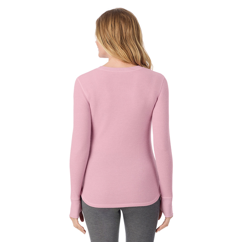 A lady wearing Cozy Stretch Thermal Long Sleeve Crew