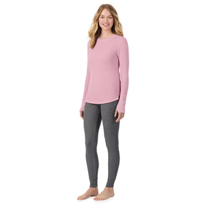 A lady wearing Cozy Stretch Thermal Long Sleeve Crew
