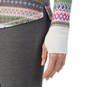A lady wearing Cozy Stretch Thermal Long Sleeve Crew
