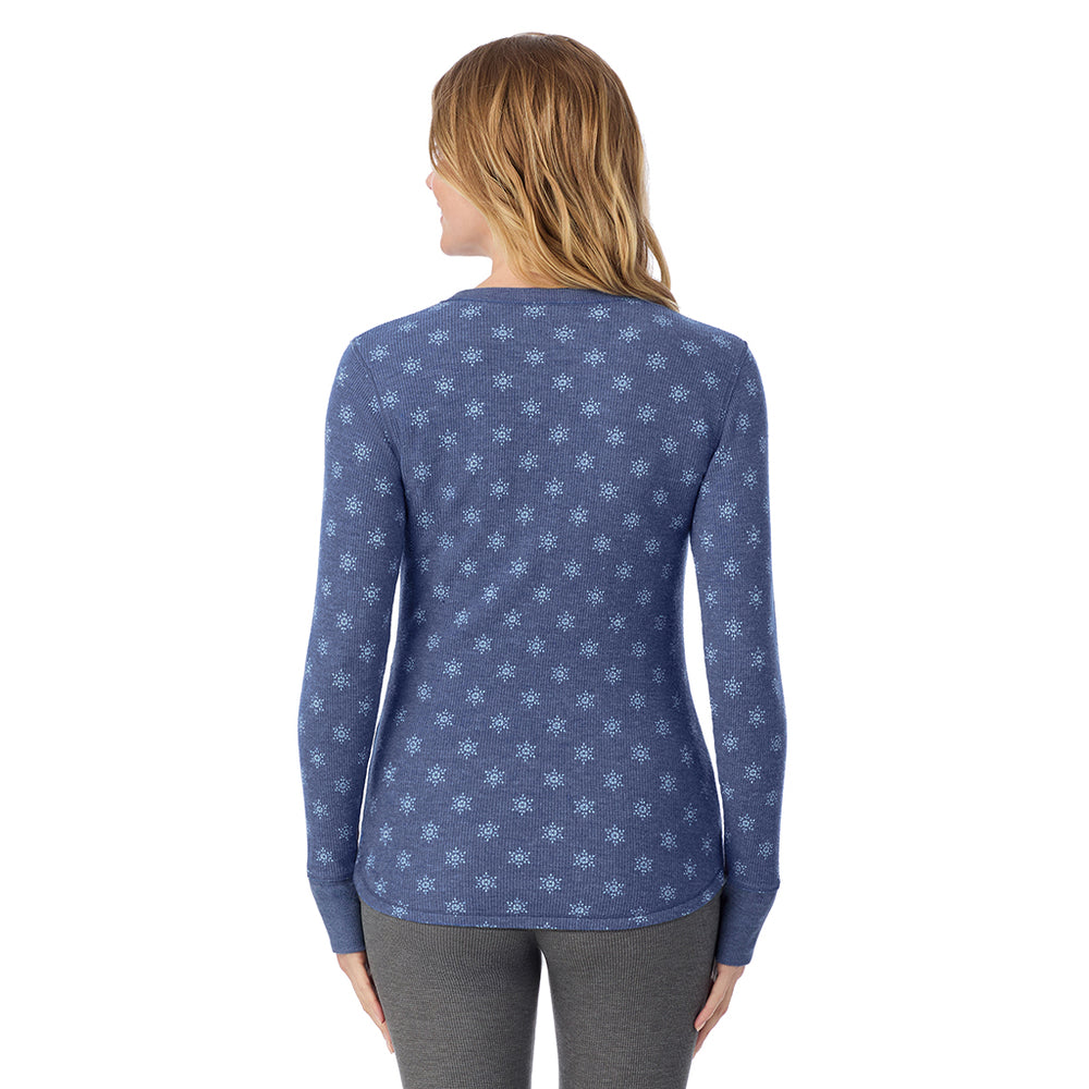 A lady wearing Cozy Stretch Thermal Long Sleeve Crew