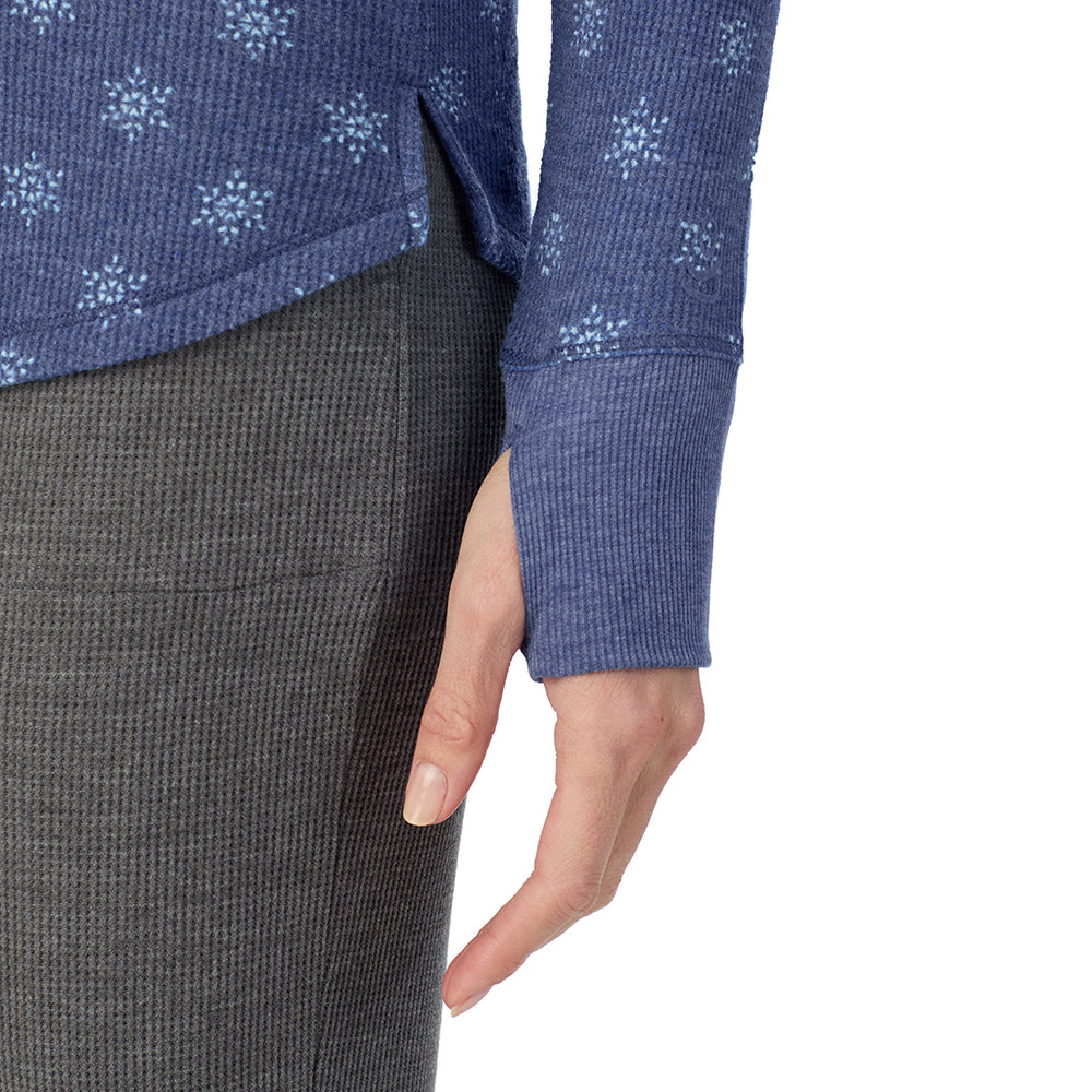 A lady wearing Cozy Stretch Thermal Long Sleeve Crew