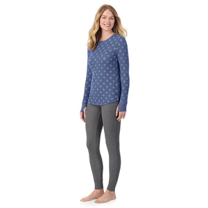 A lady wearing Cozy Stretch Thermal Long Sleeve Crew