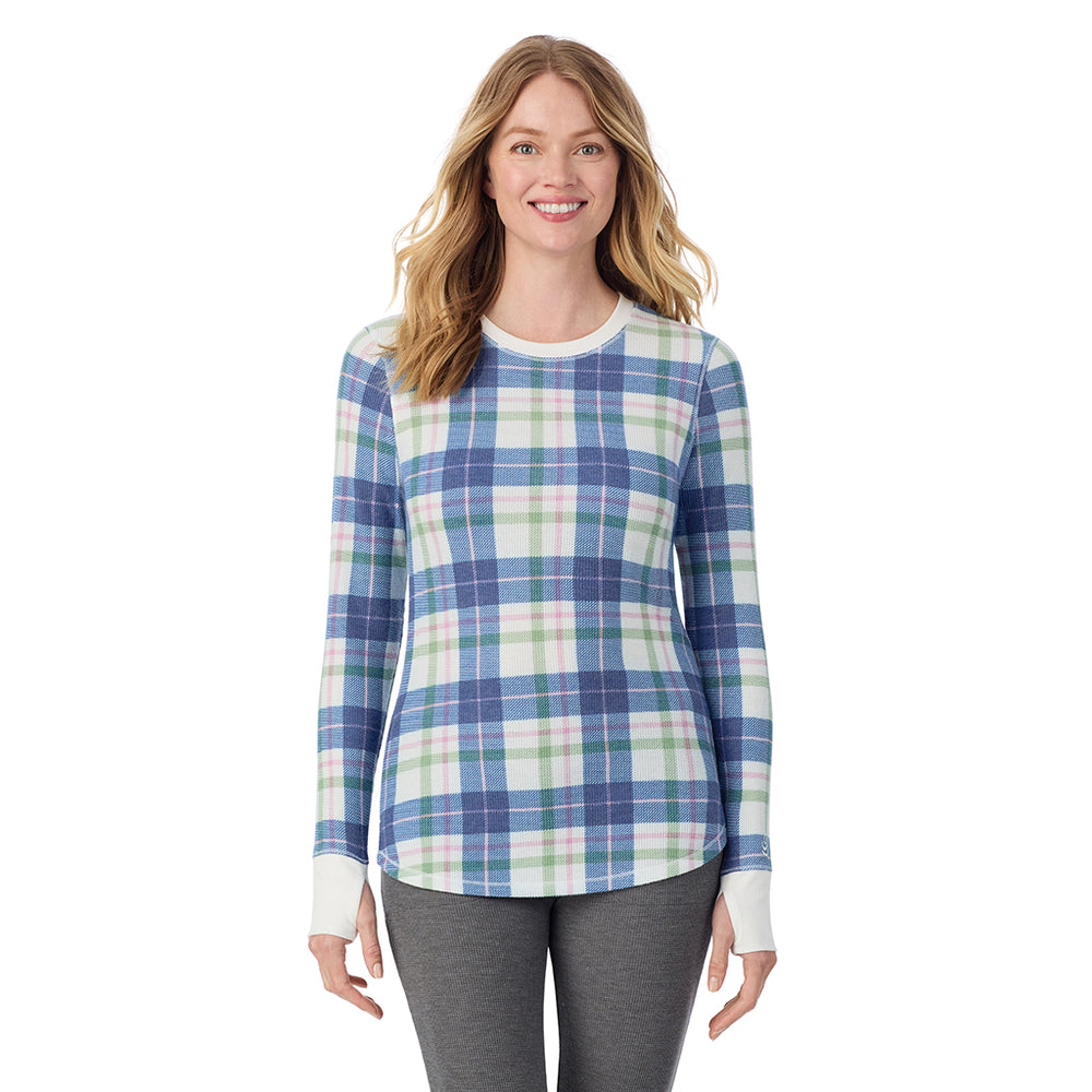 A lady wearing Cozy Stretch Thermal Long Sleeve Crew