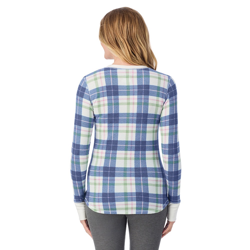 A lady wearing Cozy Stretch Thermal Long Sleeve Crew