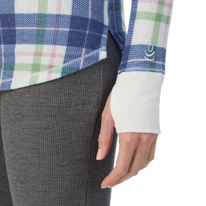 A lady wearing Cozy Stretch Thermal Long Sleeve Crew