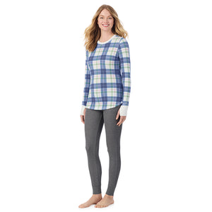 A lady wearing Cozy Stretch Thermal Long Sleeve Crew