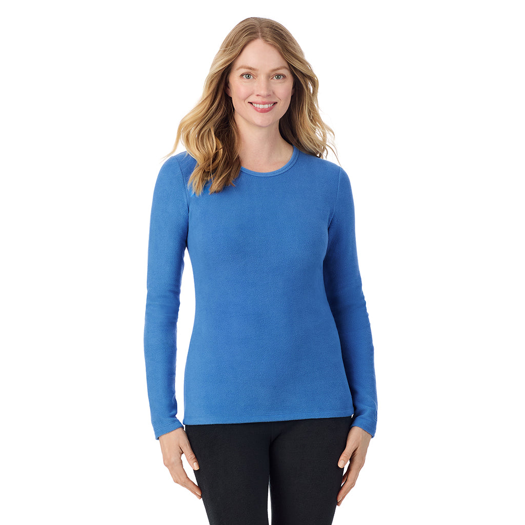A lady wearing Blue Comet long sleeve crew