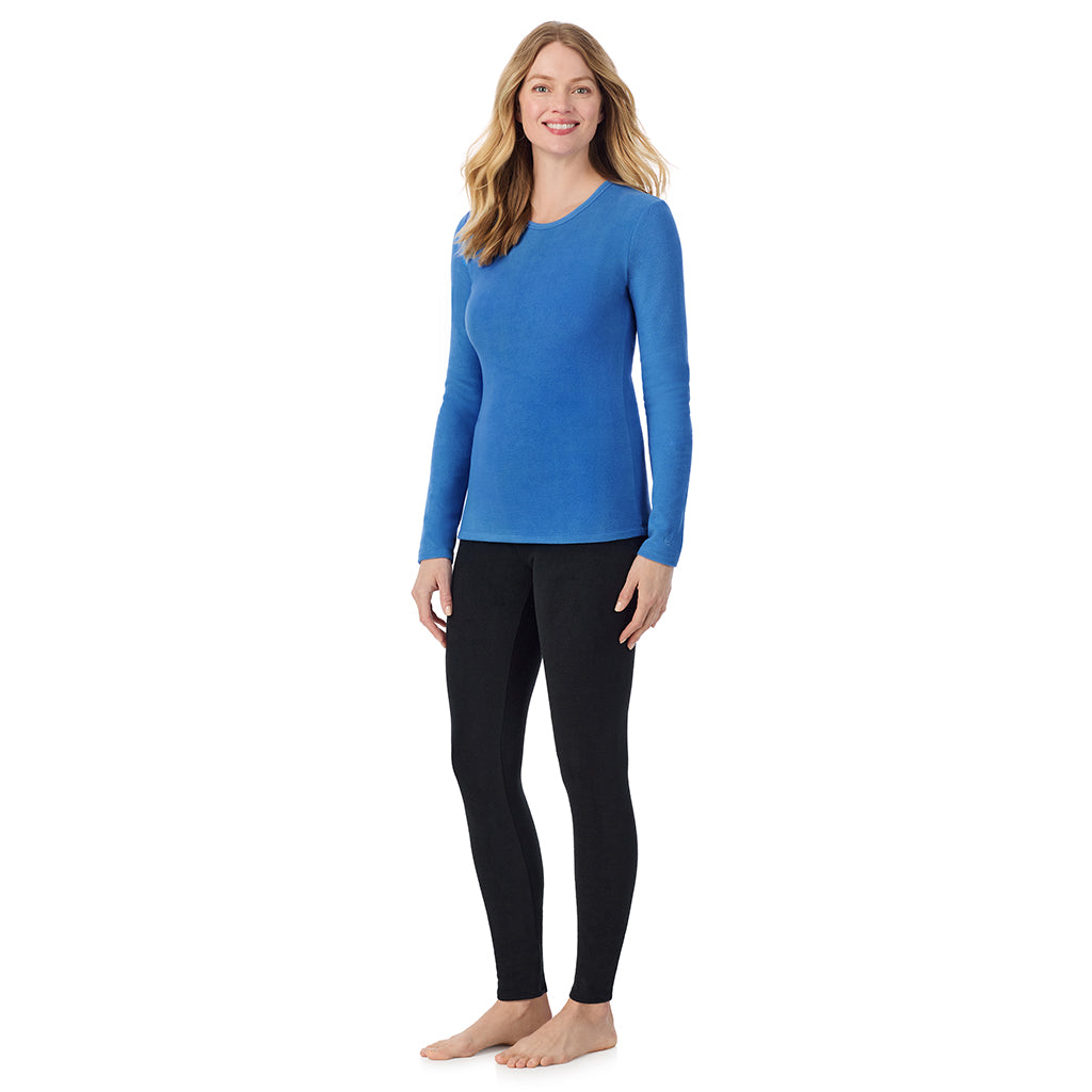 Blue Comet; Model is wearing size S. She is 5'11", Bust 33", Waist 24", Hips 34".@A lady wearing Blue Comet long sleeve crew