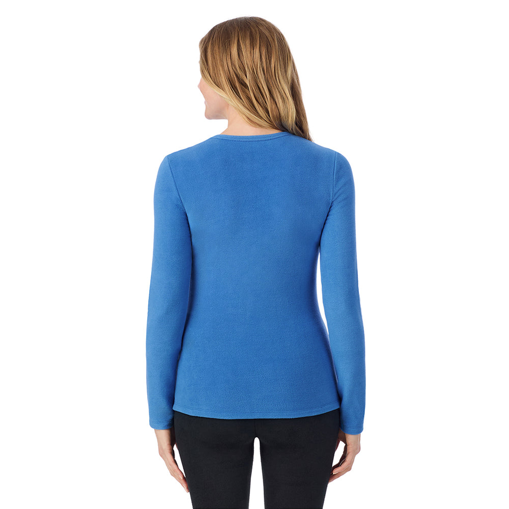 A lady wearing Blue Comet long sleeve crew