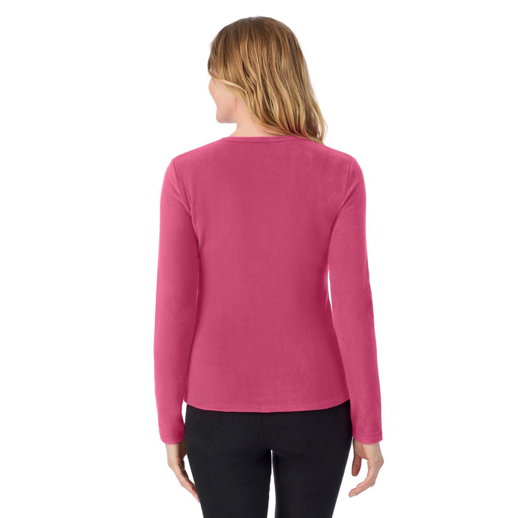 A lady wearing Very Berry long sleeve crew