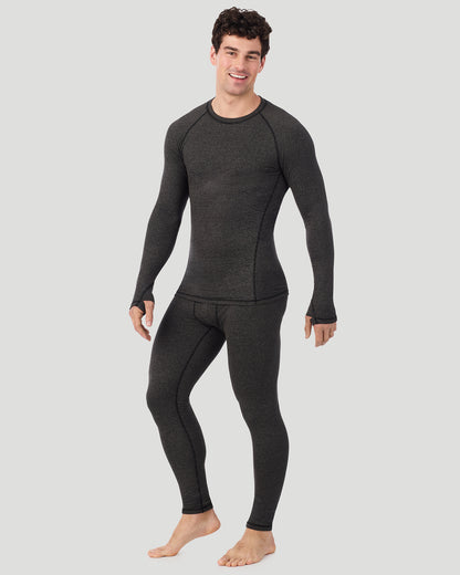  A man wearing Grey Stripe FlexStripe Long Sleeve Crew in a front view side angle look