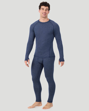  A man wearing Navy Stripe FlexStripe Long Sleeve Crew in a front view standing pose