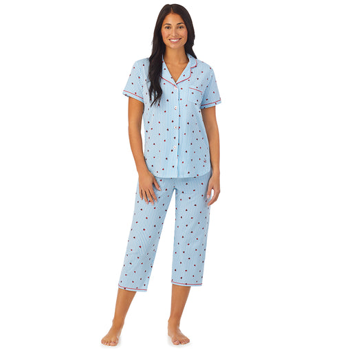 Cotton-Blend Short Sleeve Crew Neck Top 2-Pc Pajama Set PLUS - Cuddl Duds