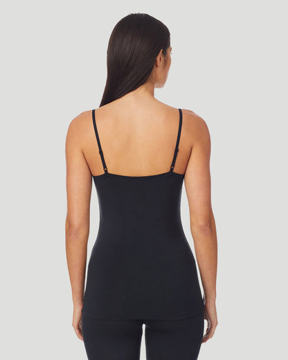 A lady wearing Softwear With Stretch Cami in Black back view back view