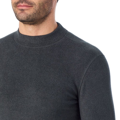 Black Heather; Model is wearing a size M. He is 6’2”, Waist is 32”, Inseam 34”@A man wearing Black Heather Fleecewear Long Sleeve Mock Neck
