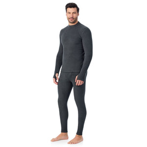 A man wearing Black Heather Fleecewear Long Sleeve Mock Neck
