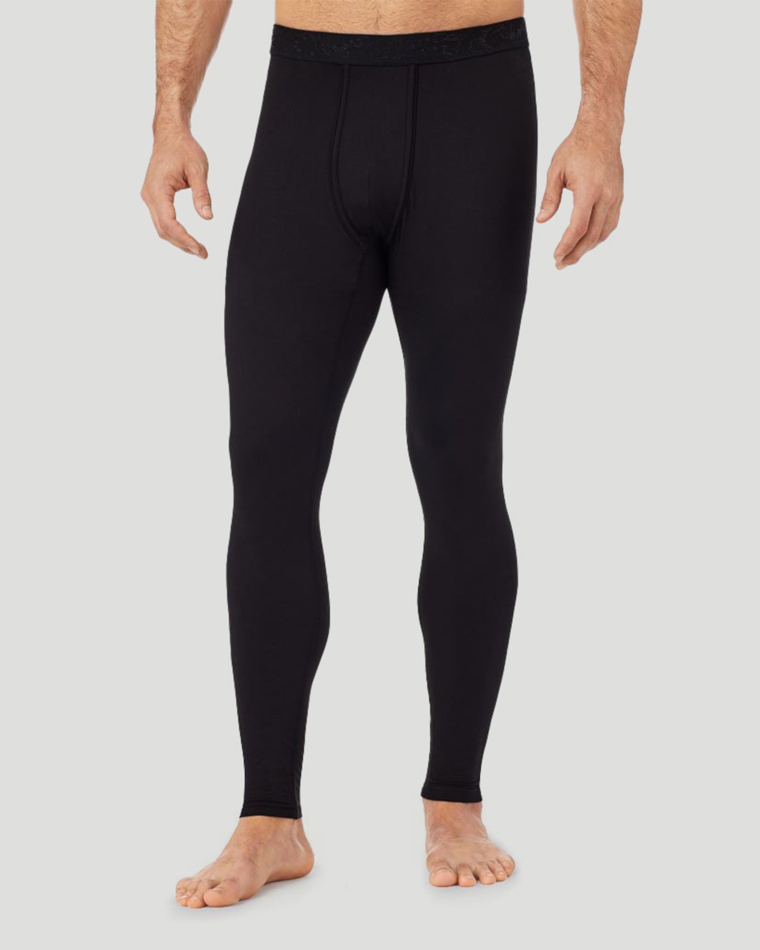 Black; Model is wearing size M. He is 6'1", Waist 31", Inseam 33".@Lower body of a man wearing black climatesport pants !88% Polyester, 12% Spandex!