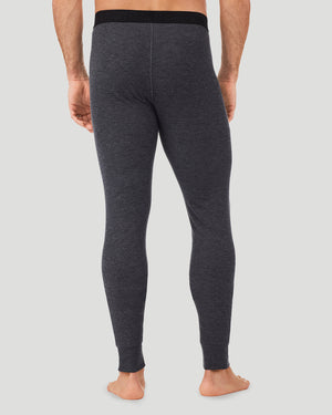 A man wearing a charcoal heather waffle thermal pant back view