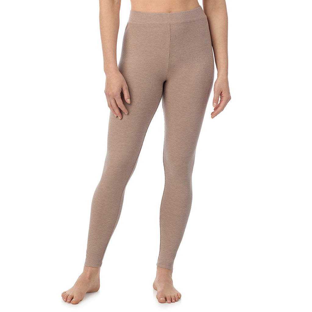  A lady is wearing a Pecan Heather Stretch Rib Legging