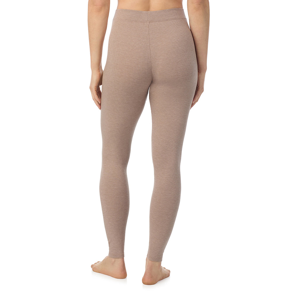 A lady is wearing a Pecan Heather Stretch Rib Legging