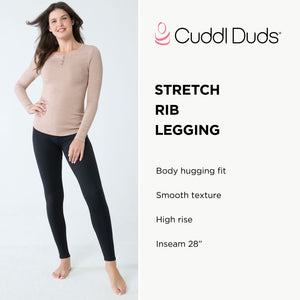 A lady wearing a Stretch Rib Legging