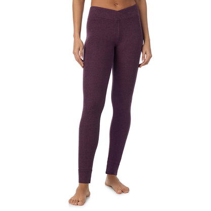 Marled Boysenberry; Model is wearing size S. She is 5’9”, Bust 34”, Waist 23”, Hips 35”@ A Lady is wearing Marled Boysenberry Soft Knit Legging