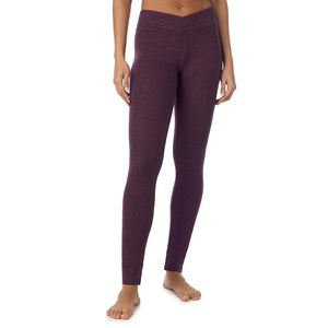  A Lady is wearing Marled Boysenberry Soft Knit Legging