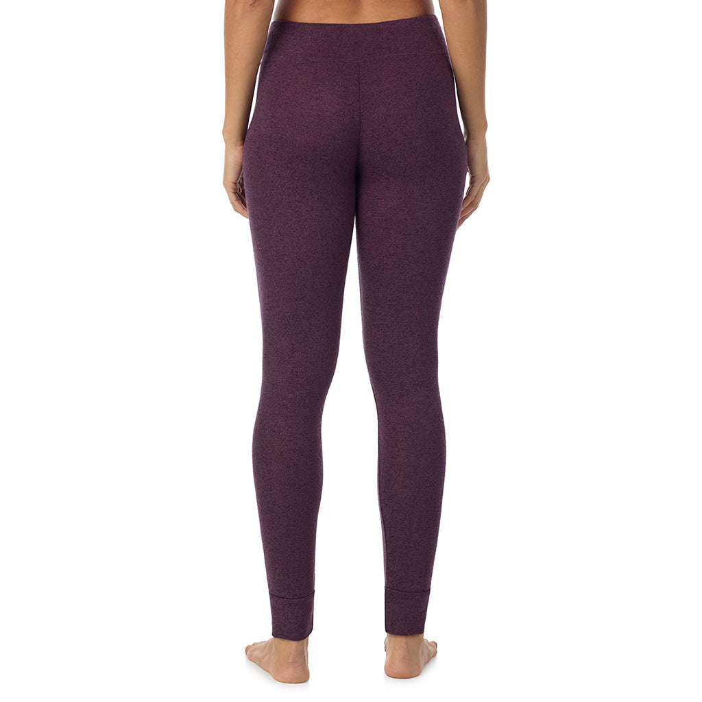 Marled Boysenberry; Model is wearing size S. She is 5’9”, Bust 34”, Waist 23”, Hips 35”@ A Lady is wearing Marled Boysenberry Soft Knit Legging