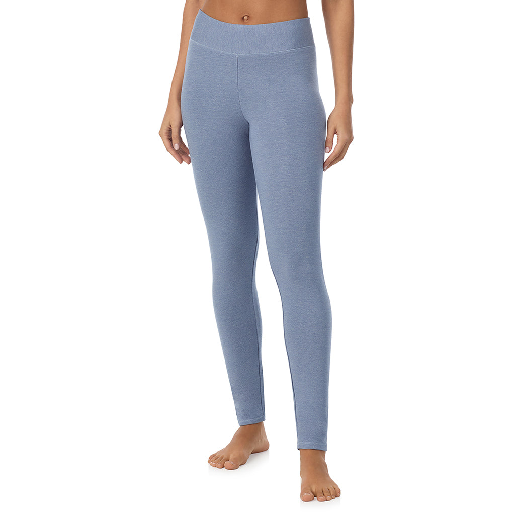 Smoke Blue Heather; Model is wearing size S. She is 5’9”, Bust 34”, Waist 23”, Hips 35”@ A Lady is wearing Smoke Blue Heather Ultra Cozy Legging