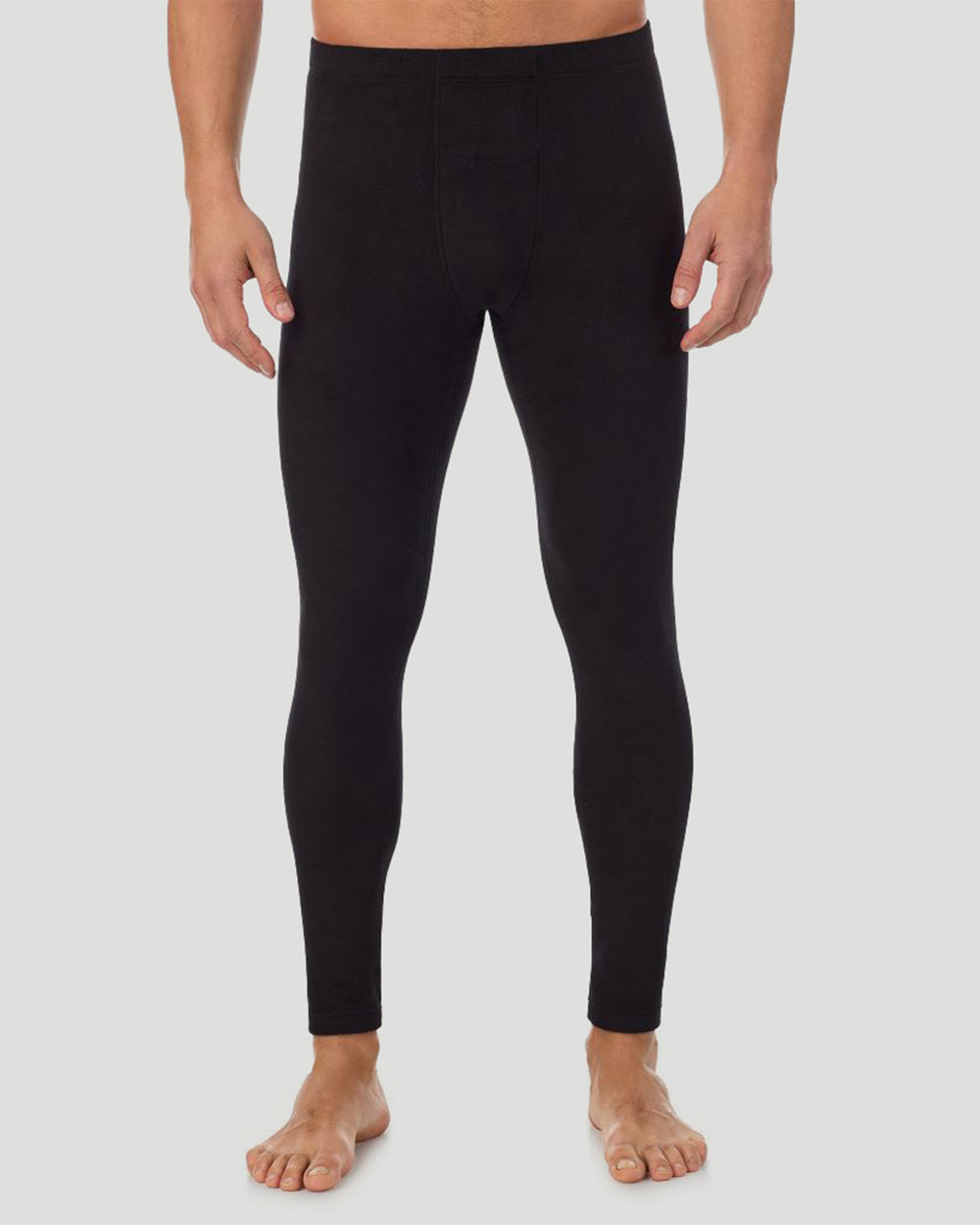 A man wearing black fleecewear pant.