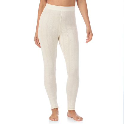 Ivory;Model is wearing size S. She is 5'8", Bust 34", Waist 24.5", Hips 35".@A lady is wearing Cotton Pointelle Legging
