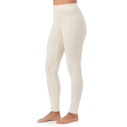 Ivory;Model is wearing size S. She is 5'8", Bust 34", Waist 24.5", Hips 35".@A lady is wearing Cotton Pointelle Legging
