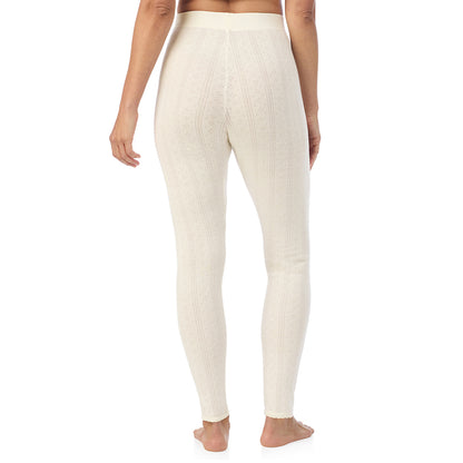Ivory;Model is wearing size S. She is 5'8", Bust 34", Waist 24.5", Hips 35".@A lady is wearing Cotton Pointelle Legging
